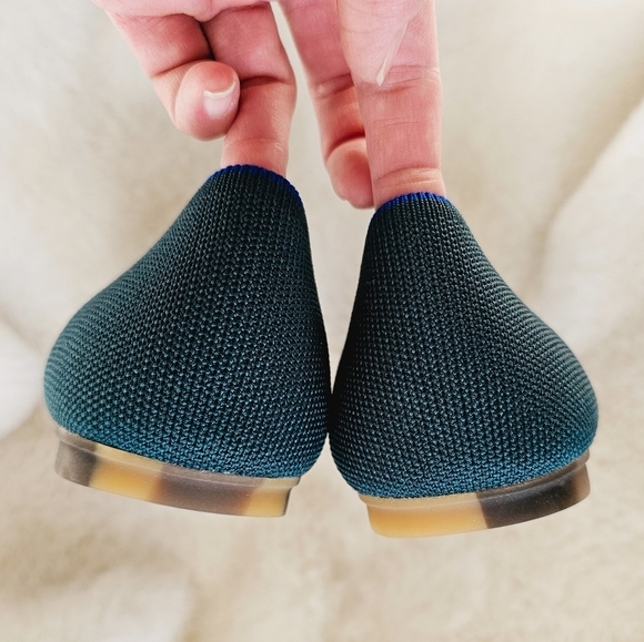 Rothy's The Flat Classic Rounded Forest Green/Teal Sustainable Ballet Flats - Picture 8 of 11